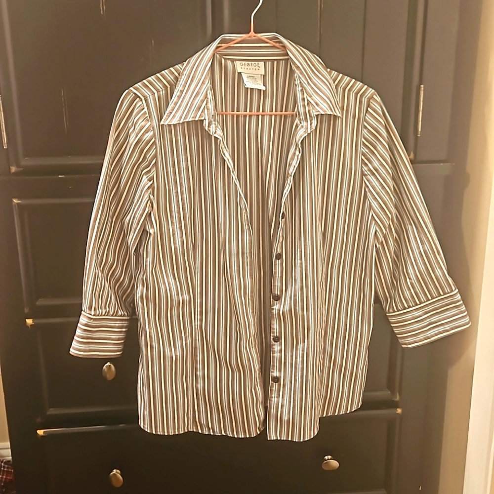 George Stretch Vertical Stripe Button Down Shirt
